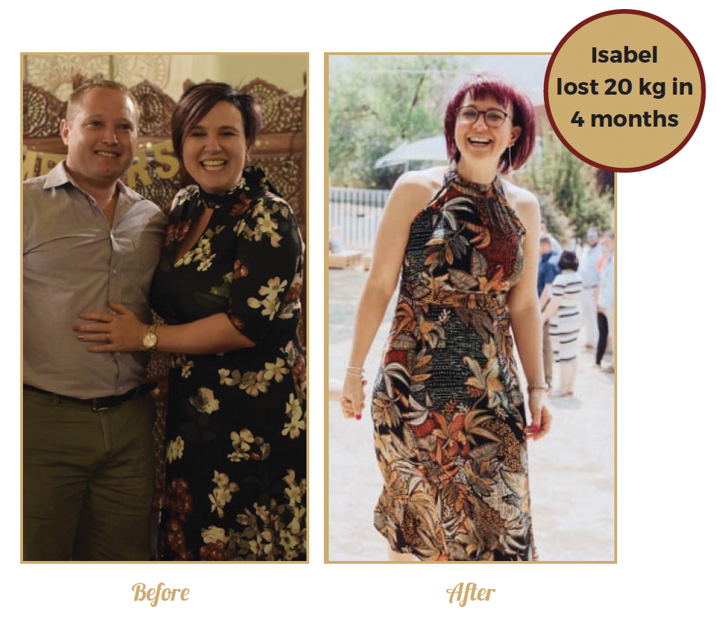 Isabel female before and after transformation weight loss