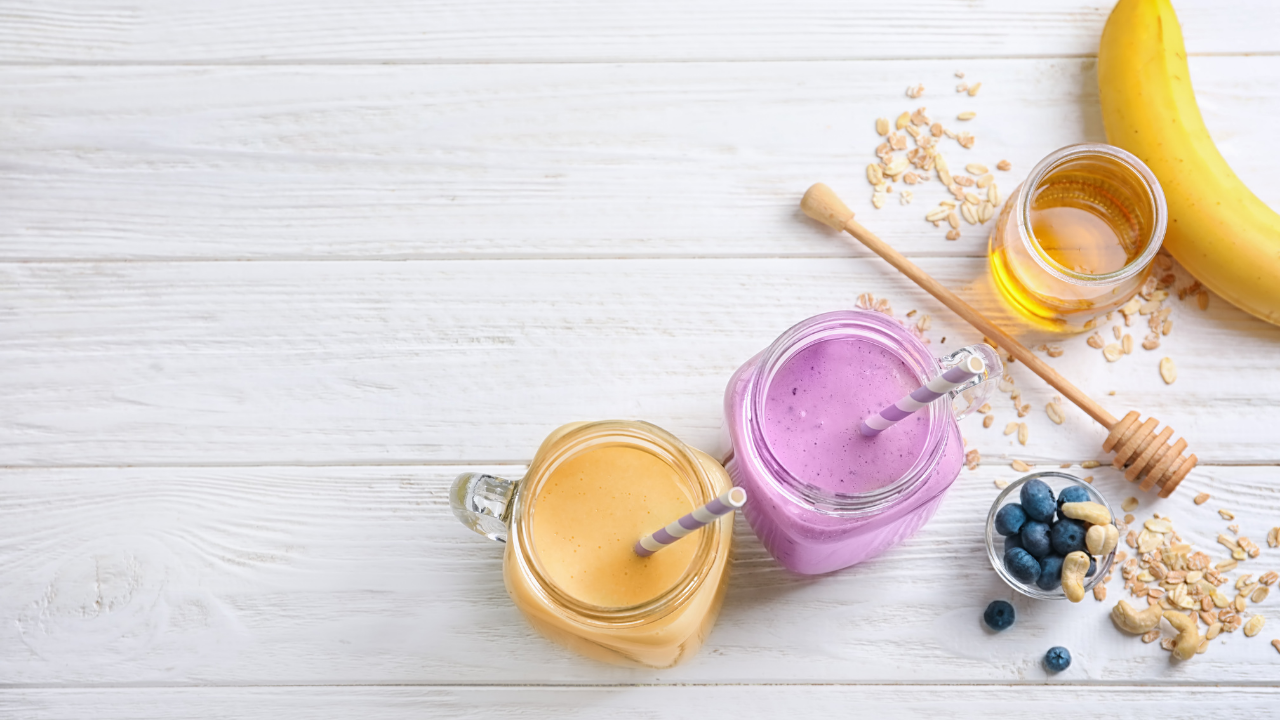 Weight Loss Shakes banana honey blueberries and smoothies