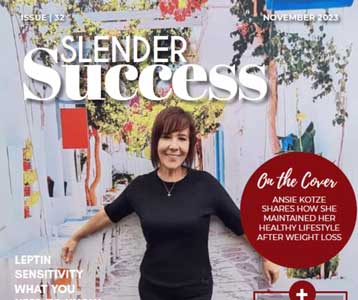 Woman on Slender Success magazine cover smiling in outdoor setting